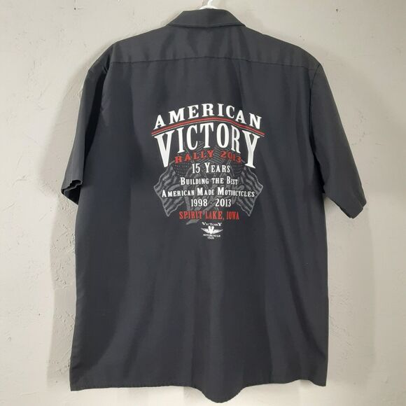 Dickies Adult Mens XL Motorcycle Club Rally Short Sleeve Button Up Shirt Gray - Picture 2 of 10